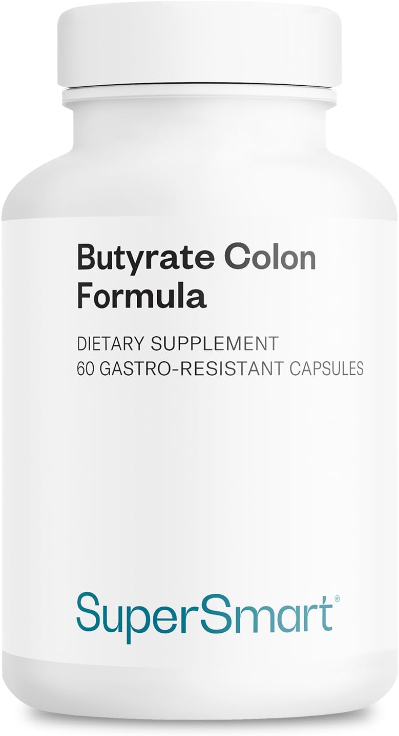 Supersmart Butyrate Colon Formula (Advanced Formula) - with Turmeric, MicrobiomeX & Peppermint Oil | Vegan & Gluten Free - 60 Gastro-Resistant Capsules