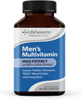 LifeSeasons Men's Multivitamin – High Potency with 21 Vitamins & Minerals, PureWay-C®, NAD+, Active B-Vitamins, TRAACS® Chelates, enXtra® for Energy, Probiotics & Mushrooms – 120 Veg Capsules
