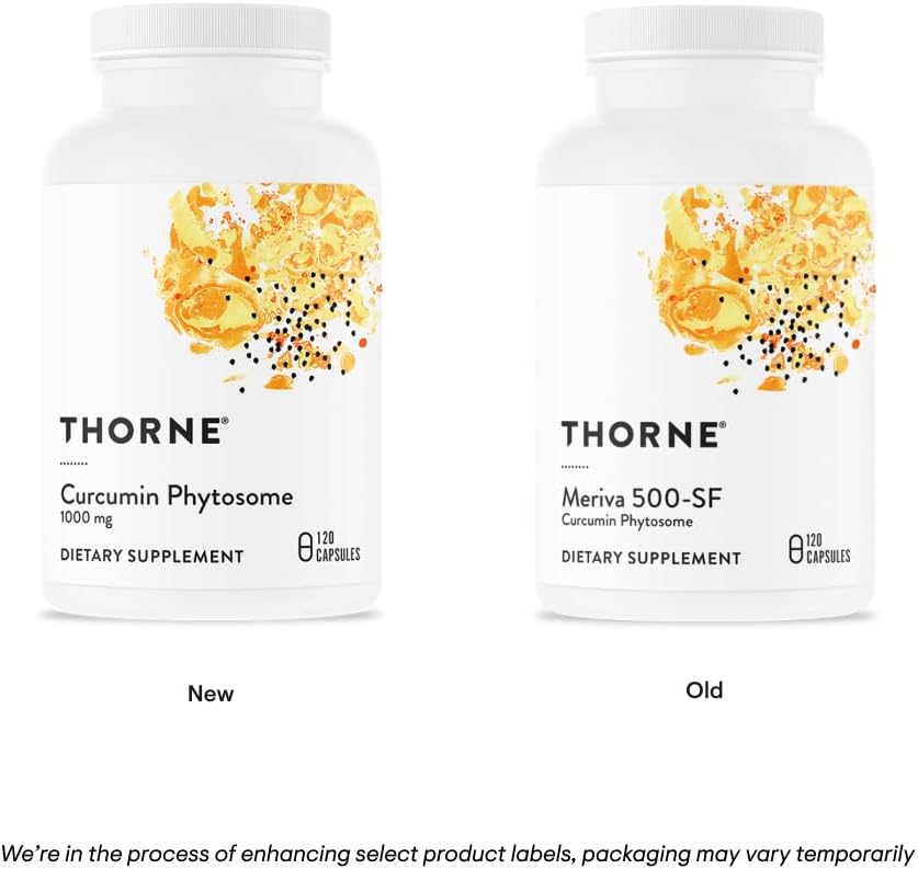 THORNE - Curcumin Phytosome 1000 mg (Meriva) - Clinically Studied, High Absorption - Supports Health in Joints, Muscles, GI Tract, Liver, and Brain* - 120 Capsules - 60 Servings
