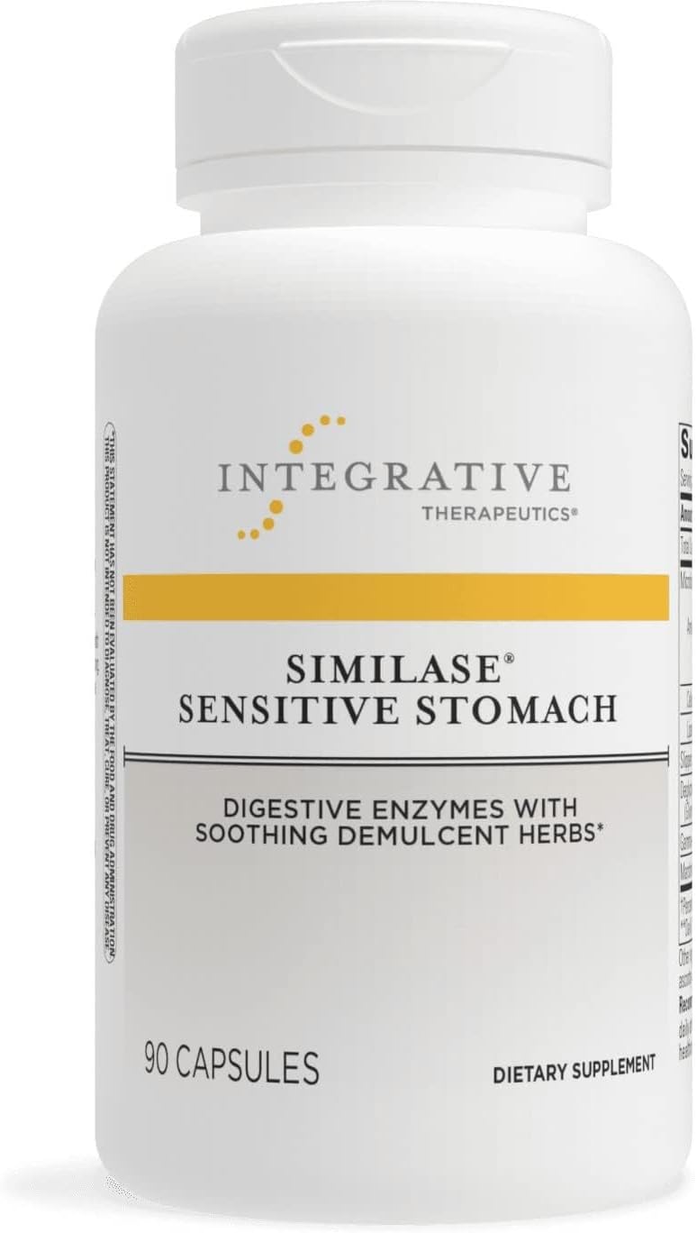 Integrative Therapeutics Similase Sensitive Stomach - Digestive Enzymes with Soothing Herbs* - with Marshmallow, Slippery Elm, & Licorice Root - Dairy Free - 90 Vegetable Capsules