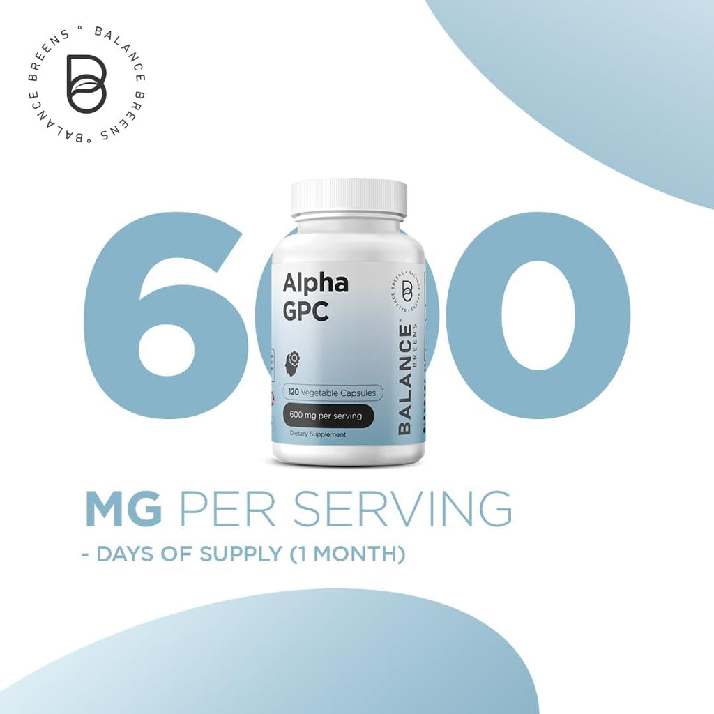 Alpha GPC Choline Supplement 600mg, 120 Veg Capsules - Advanced Memory Formula, Nootropic Brain Support (Pack of 6)