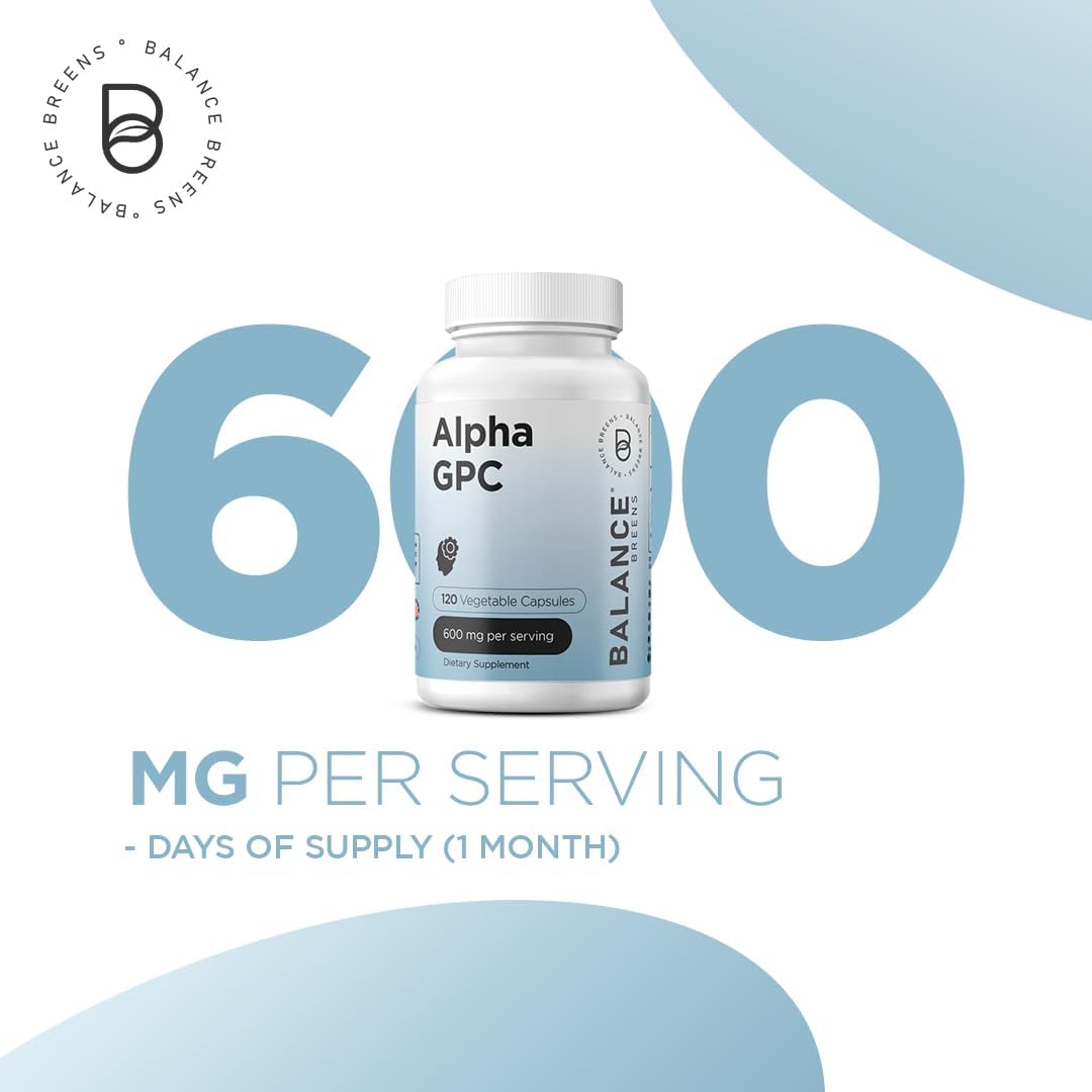 Alpha GPC Choline Supplement 600mg, 120 Veg Capsules - Advanced Memory Formula, Nootropic Brain Support (Pack of 6)