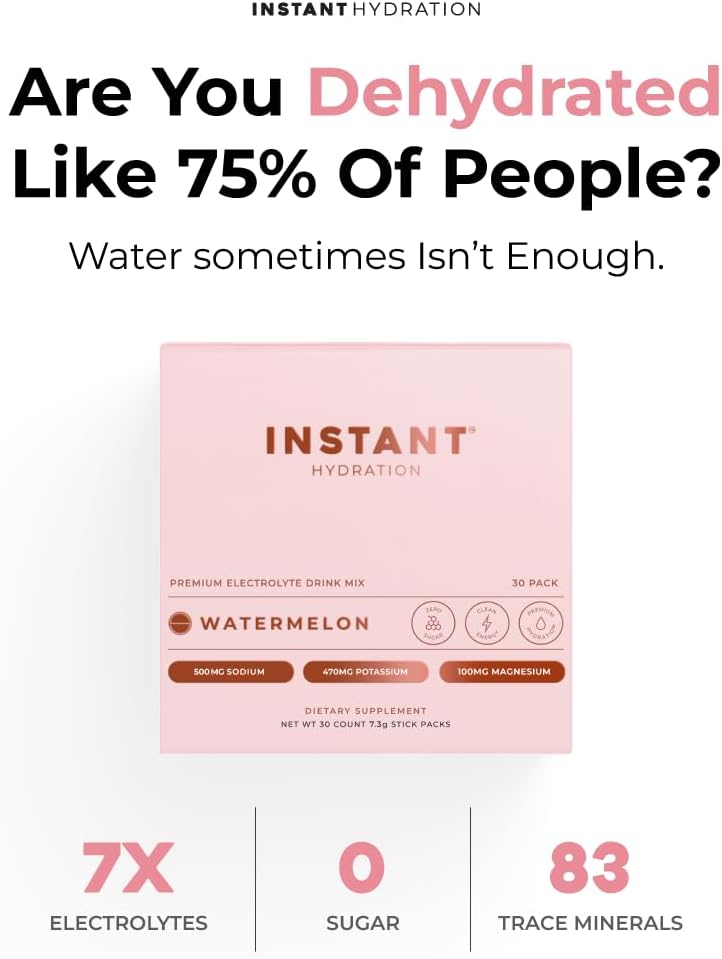 Instant Hydration Electrolytes Powder Packets - Electrolyte Drink Mix - Zero Sugar - Keto, Vegan, Gluten-Free, Non-GMO - Boost Recovery, Brain Health, Muscle & Tissue Support- 30 Sticks