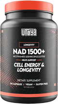 UTOYA NAD 1500+ Nicotinamide Riboside Supplements - Trans-Resveratrol Supplement Supports Cellular Energy Metabolism & Repair, Vitality, Healthy Aging - Vegan/Gluten Free - 90 Capsules