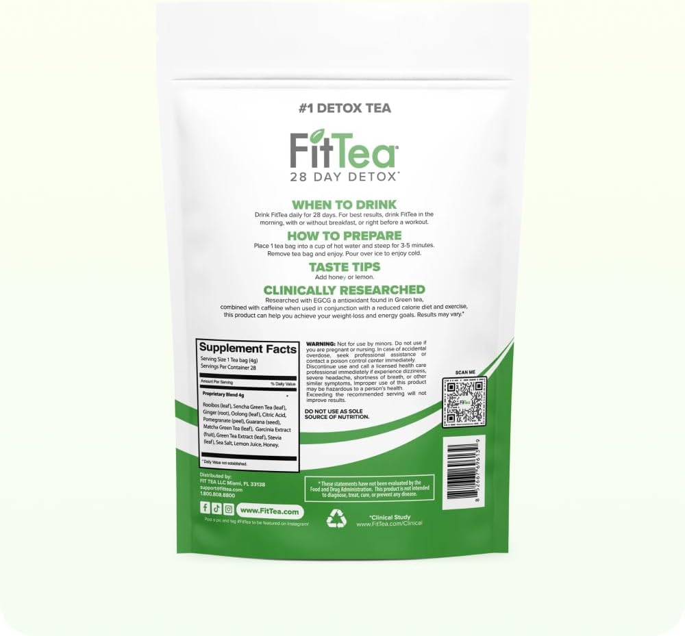 The ORIGINAL Fit Tea 28 Day Detox Tea - Detox Cleanse Tea for Women and Men - Clinically Tested Slim Tea Detox Drink