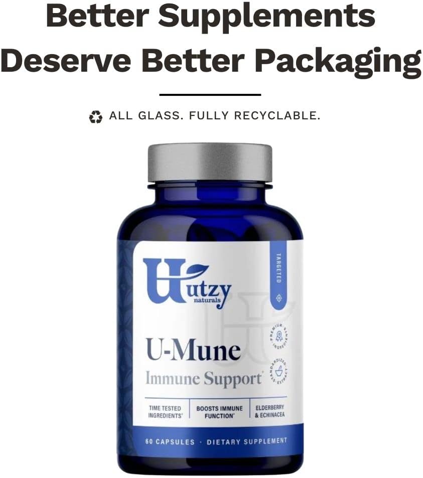 Utzy Naturals U-Mune | Immune Support w/Elderberry, Echinacea, Oregano | Made in USA | 3rd Party Tested | 60 Capsules
