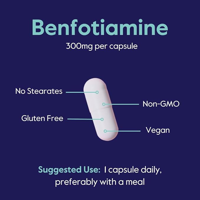 BESTVITE Benfotiamine 300mg (240 Vegetarian Capsules) No Stearates - No Silicon Dioxide - Vegan - Non GMO - Gluten Free