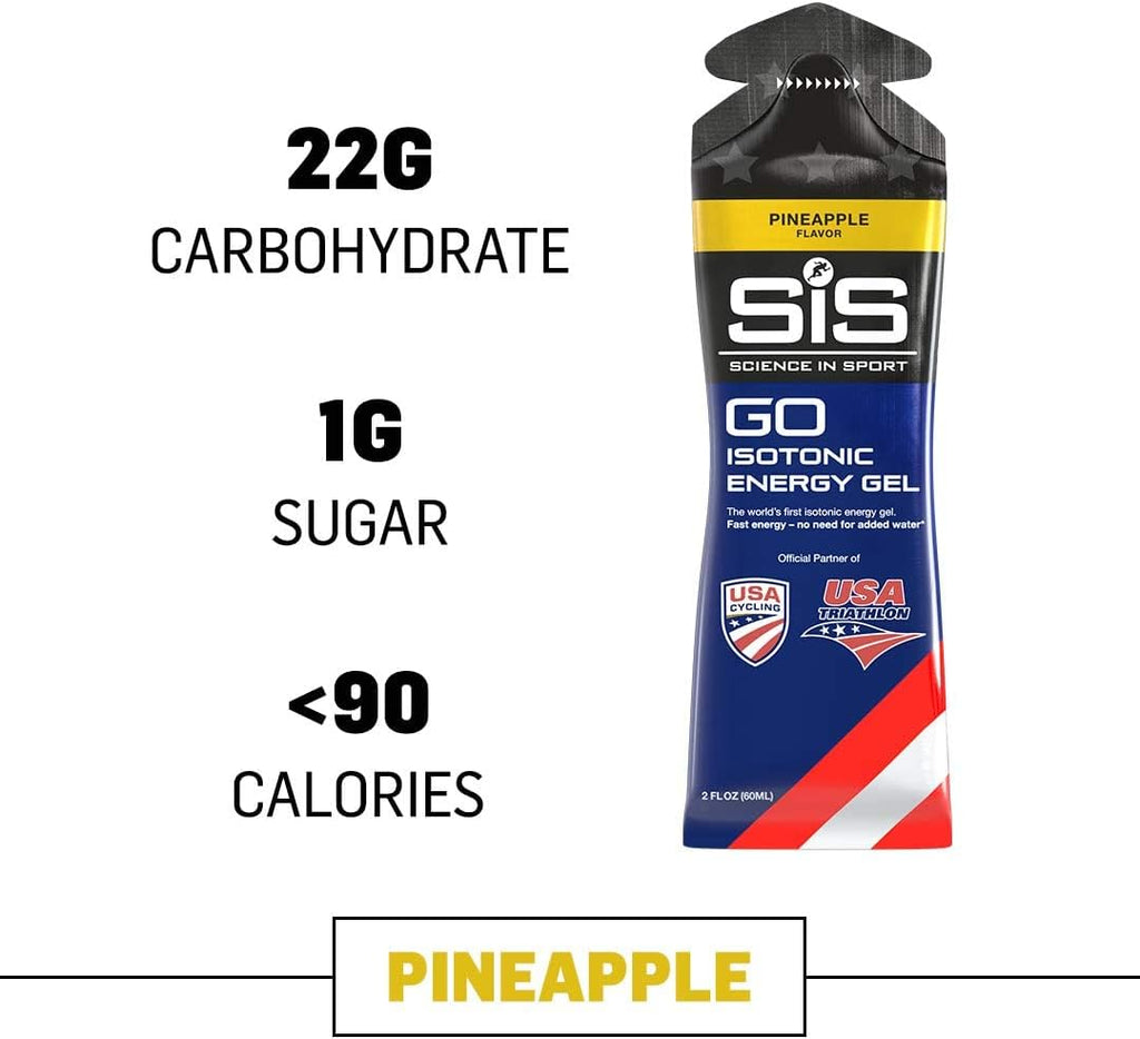 SCIENCE IN SPORT Isotonic Energy Gels, 22g Fast Acting Carbohydrates, Performance & Endurance Sport Nutrition for Athletes, Energy Gels for Running, Cycling, Triathlon, Pineapple - 2 oz - 30 Pack