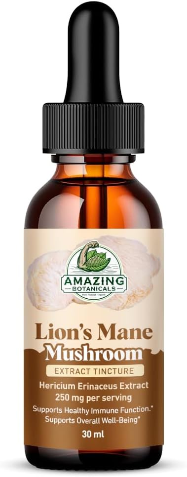 Lion’s Mane Mushroom Extract Tincture – 250mg – Dual Extracted Nootropic Supplement – Liquid Hericium Erinaceus for Focus, Memory & Brain Support, Vegan, Non-GMO, Sugar & Alcohol-Free Drops – 1oz