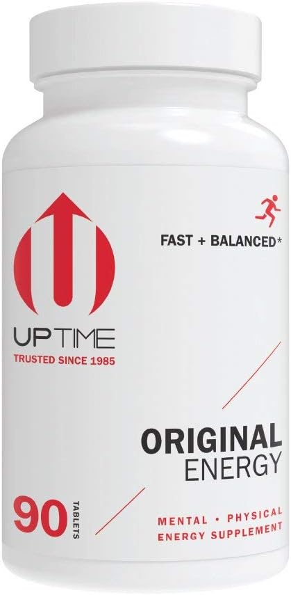UPTIME Original Energy, 90 Energy Tablets, 200mg per Serving, Made with Natural Caffeine, Vitamin C, CoQ10, Calcium, Ginkgo Biloba, Ginseng & L-Carnitine, Zero Calories, 66mg Caffeine Per Tablet