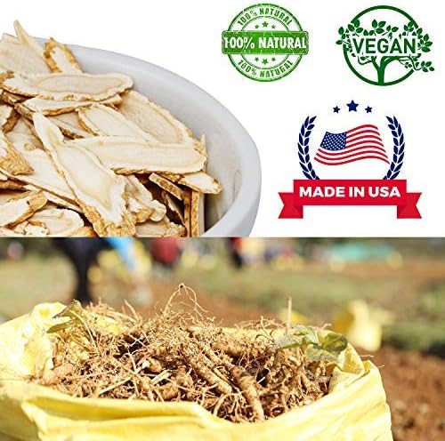 American Ginseng Slices from Wisconsin, DOL American Wisconsin Ginseng Slices Root for Tea, Energy for Men Women Mental Health Boosts Immunity, Gluten Free, Long Strip 1 Box of 8 Ounces