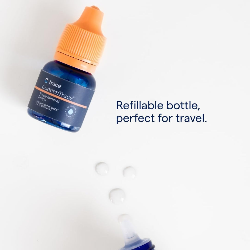 Trace Minerals ConcenTrace Trace Mineral Drops - Liquid Supplement for Bone & Joint Support - Aids Hydration & Electrolyte Restoration - Unflavored, 0.5 fl oz (6 Servings)