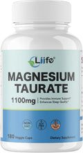 LIIFE Magnesium Taurate 1100mg -180 Vegetarian Capsules-200MG Elemental Magnesium Per Serving - Heart Health and Relaxation Support