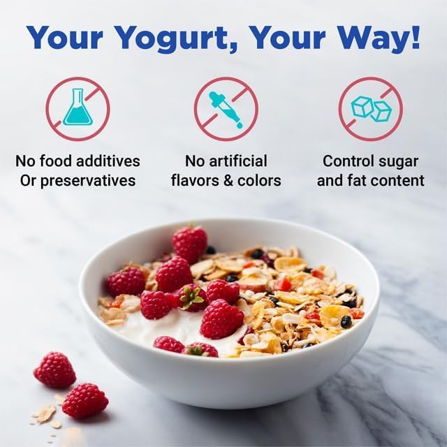 Ultimate Probiotic Yogurt Maker with Adjustable Time & Temp Control - Make Trillions of Live Probiotics with Two 1-Quart Containers for Larger Batches - Greek Yogurt Maker - ULTIMATE LIFETIME WARRANTY