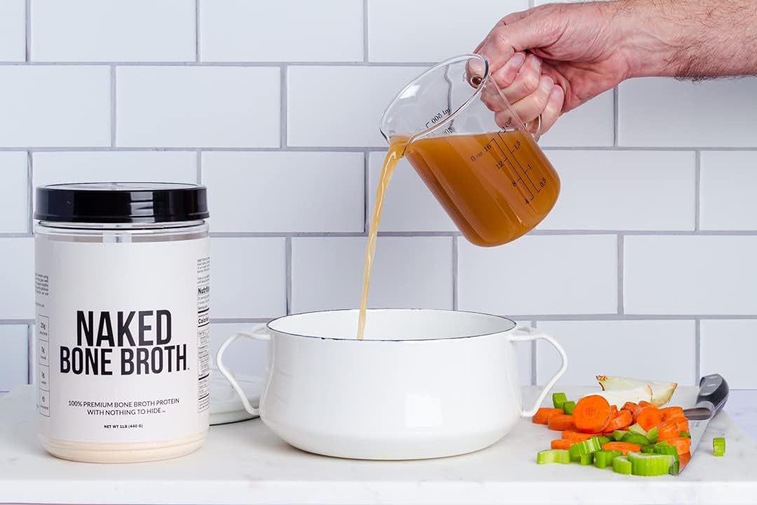 NAKED Bone Broth - Beef Bone Broth Protein Powder - 21G Protein - Gut Health and Joint Supplement - Unflavored - No GMO, Gluten-Free, Soy Free - 1LB