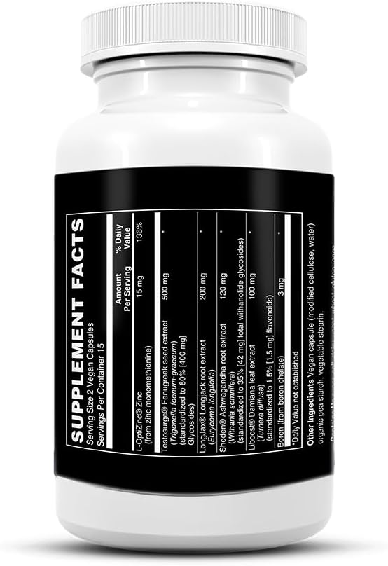 Testosterone Supplement for Men – Advanced Testosterone Booster with Fenugreek & Ashwagandha - Workout, Muscle Builder, Strength, Energy, Performance – Vegan, 30 Capsules
