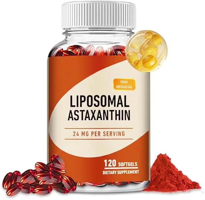 NAO Liposomal Astaxanthin 24mg Supplement – 120 Softgels – with Phosphatidylcholine for Absorption – Supports Skin Health, Visual Performance & Cellular Health – Non-GMO, Vegan