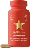 HAIRtamin Advanced Formula Hair Growth Supplement for Women & Men, Supports Stronger, Longer, Visibly Thicker Hair, With 5000 mcg Biotin, Vitamins & Antioxidants, 100% Vegan – 1 Month Supply