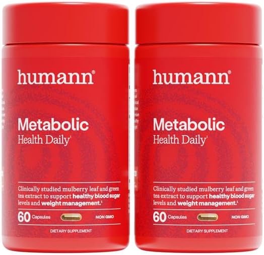 Humann Metabolic Health Daily, Triple-Action Blood Sugar & Glucose Support, Mulberry Leaf Extract & Green Tea Extract Phytosome, Metabolic Balance Supplement, Plant-Based Non-GMO, 120 Capsules