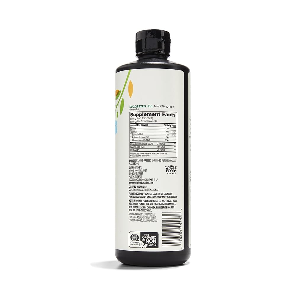 365 by Whole Foods Market, Flax Oil Filtered Organic, 24 Fl Oz (Pack of 2)