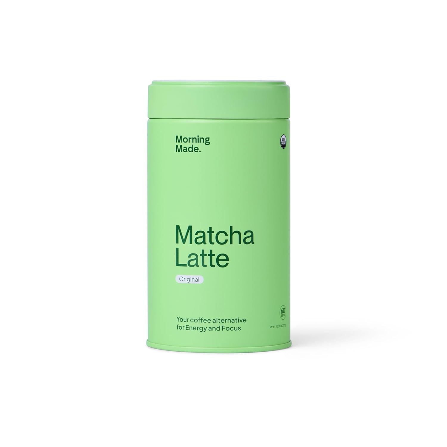 Morning Made Original Sweetened Matcha Powder | 8.46oz (240g) Resealable Tin | 60 Servings Premium Japanese Green Tea | Sweetened with Organic Sugar | Perfect for Lattes, Smoothies, and Baking | Rich in Antioxidants and Energy Boosting