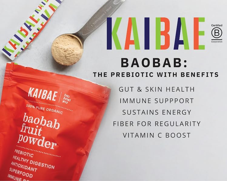 Premium Organic Baobab Powder I Prebiotic Gut Health, Intermittent Fasting, Immunity, Hydration | Vitamin C, Polyphenols, Minerals | Fiber Supplement | 16 oz.
