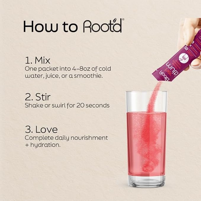 Root'd Multivitamin Powder with 3X Electrolytes for Women - 25 Vitamins & Minerals, 3X Electrolytes, 9 Organic Superfoods, Probiotics & Enzymes, Sugar-Free Multivitamin & Hydration | 24 Packets