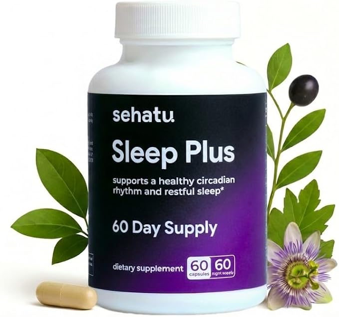 Sleep Plus Supplement | with Melatonin, GABA, Ashwagandha, 5-HTP | for Men and Women Seeking a Healthy Sleep-Wake Schedule and A Relaxed Mood | 60 Count | 60 Day Supply