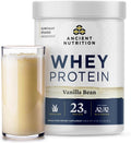 Ancient Nutrition Grass Fed Whey Protein, Vanilla Bean, 23g Protein, 20 Servings, Hydrolyzed Collagen Peptides, Organic Regenerative A2/A2 Milk Protein