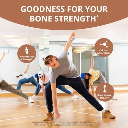 NuBest Bone Xtra - Plant Based Bone Strength, Strontium Boost with Strontium Citrate, Calcium, Magnesium from Marine Algae, Phosphorus, Vitamin C, K2, D3 | Maximum Calcium Absorption | 1 Month Supply