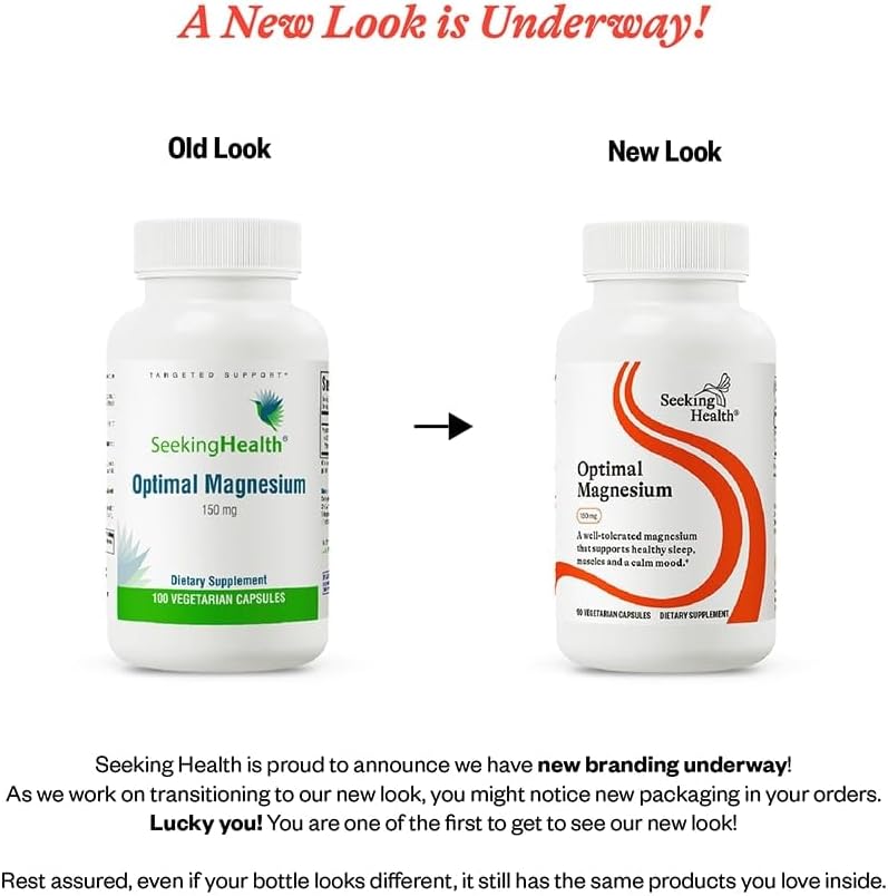 Seeking Health Optimal Magnesium - Mineral Supplement Aids Optimal Magnesium Absorption - Bioavailable Forms of Magnesium for Energy, Sleep & Bone Health Support - 150 mg, 90 Capsules