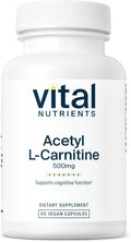 Vital Nutrients Acetyl L-Carnitine 500mg | Brain, Memory, and Cognitive Support Supplement* | Vegan | Gluten, Dairy, Soy Free | Non-GMO | 60 Capsules