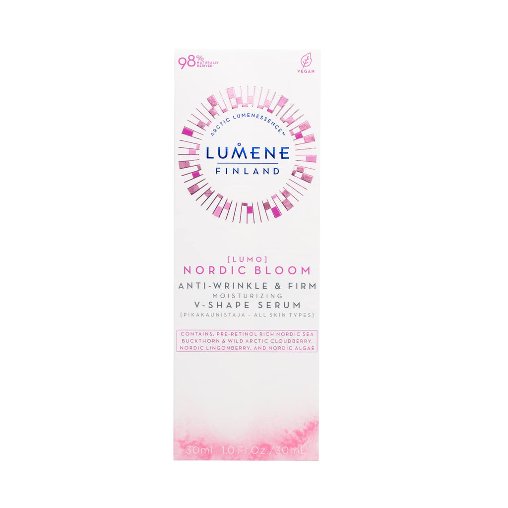 Lumene [Lumo] Nordic Bloom Anti-Wrinkle & Firm Moisturizing V-Shape Face Serum - Hydrating Serum to Help Visibly Reduce Fine Lines + Wrinkles - Infused with Nordic Lingonberry Extract (30 ml)