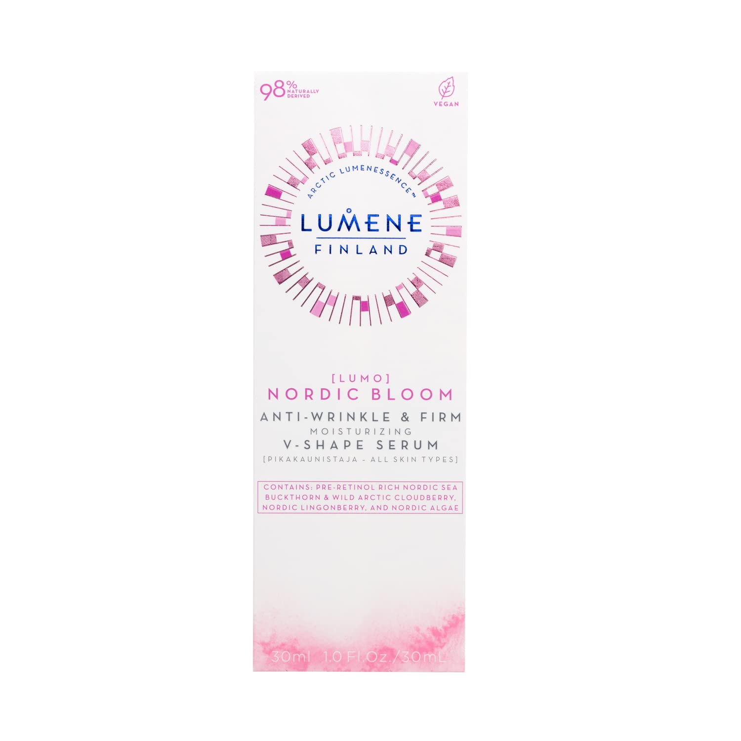Lumene [Lumo] Nordic Bloom Anti-Wrinkle & Firm Moisturizing V-Shape Face Serum - Hydrating Serum to Help Visibly Reduce Fine Lines + Wrinkles - Infused with Nordic Lingonberry Extract (30 ml)