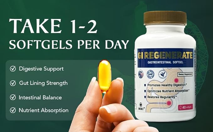 MEBO GI Regenerate 40 Softgels - Supports Gut Lining & Digestive Health, and Intestinal Balance with Research-Backed Ingredients for Inflammation & Gut Wall Integrity GIRegenerate (1)