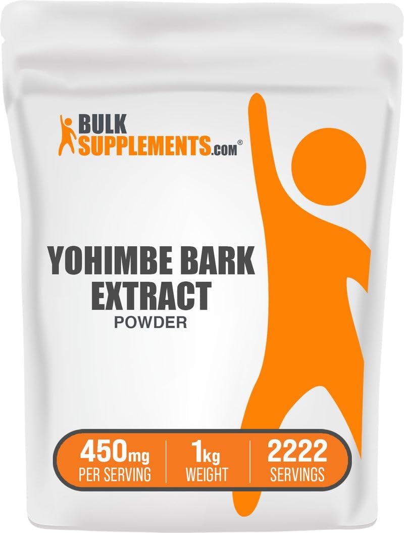 BulkSupplements.com Yohimbe Extract Powder - Yohimbe Bark Extract - Herbal Supplement, Gluten Free, 450mg per Serving, 1kg (2.2 lbs) (Pack of 1)