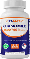 Vitamatic Chamomile 2500 mg Equivalent Per Serving (from 250 mg of 10:1 Extract) - 240 Veg Capsules - Non-GMO & Gluten Free