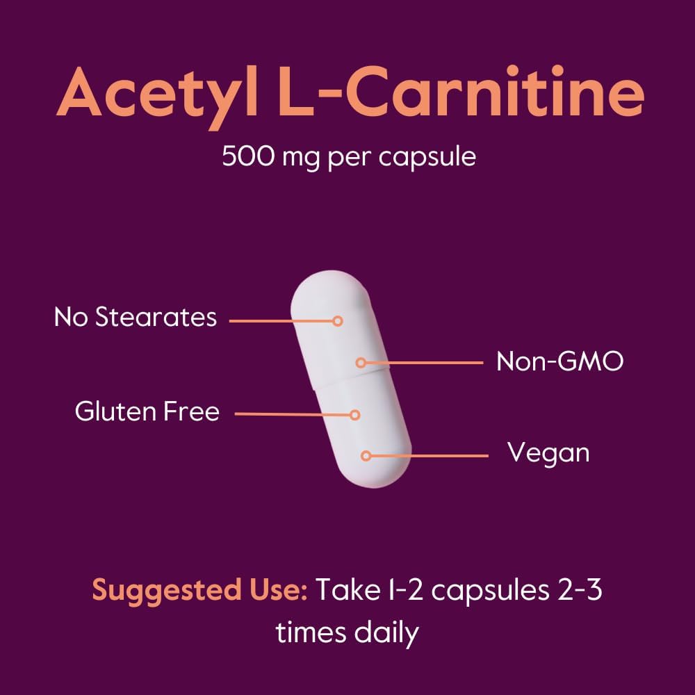 BESTVITE Acetyl L-Carnitine 500mg (480 Vegetarian Capsules) (240 x 2) - No Stearates - Vegan - Non GMO - Gluten Free