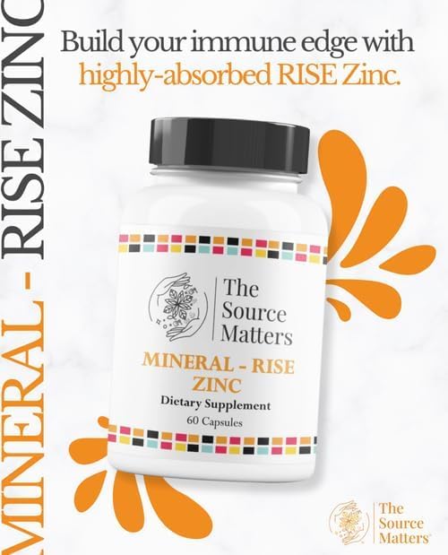 Mineral - Rise ZINC Highly Absorbed Zinc Glycinate for Immune Function, Skin Health, and Tissue Repair (60 Capsules)