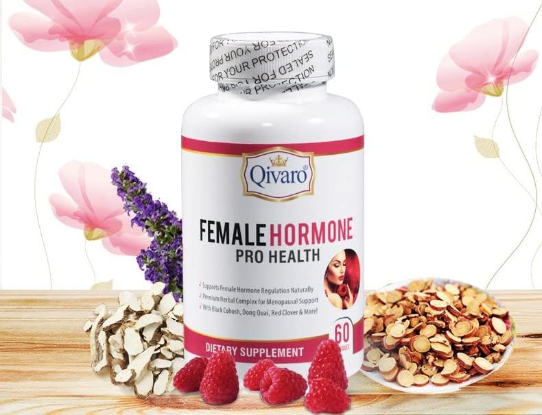 Female Hormone Supplement - Menopause Support Capsules for Women - Womens Hormone Support with Black Cohosh, Red Clover, Blessed Thistle, Wild Yam, & Raspberry - 60 Vegetable Capsules