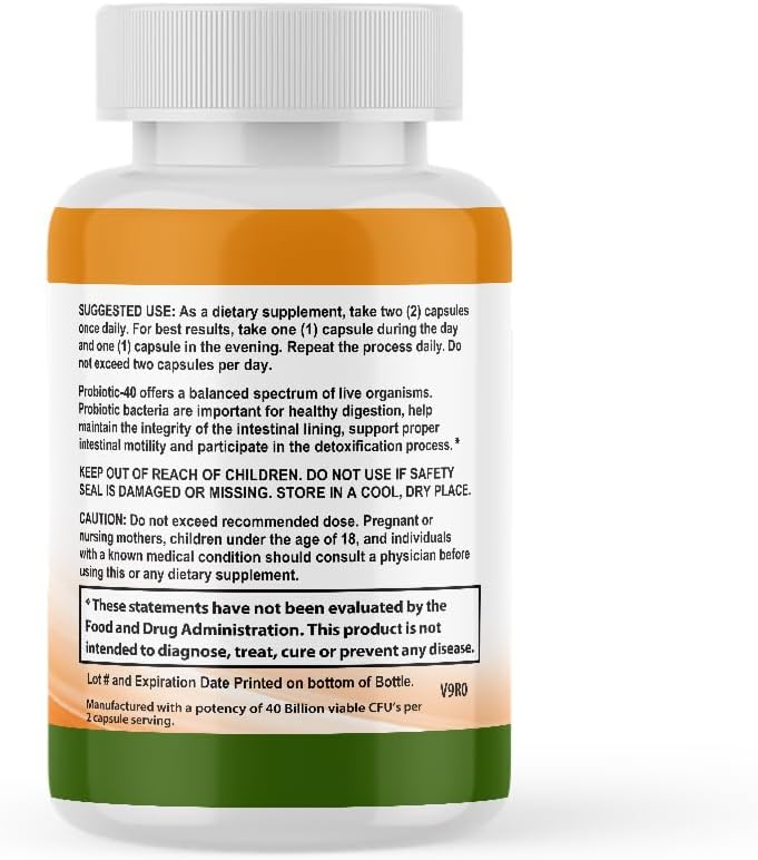 Probiotic, 40 Billion CFU, Bi-Pass Delivery System for Maximum Effectiveness, Shelf Stable, 60 Vegetable Capsules