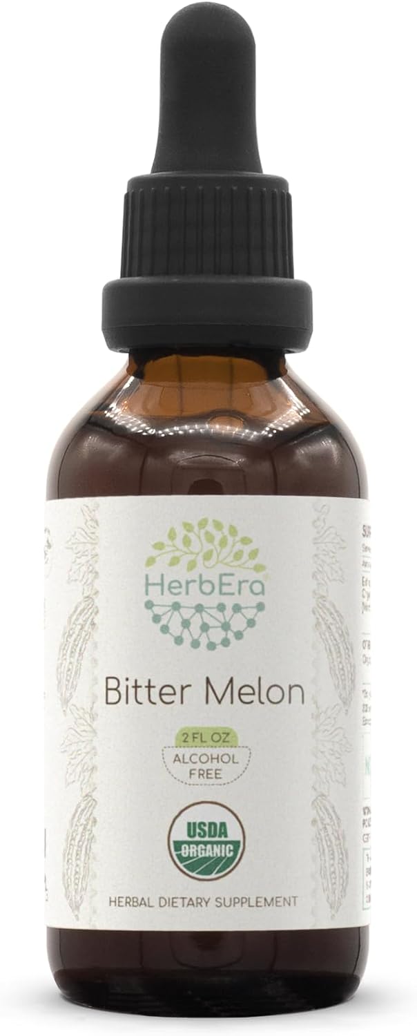 Bitter Melon B60 USDA Organic Tincture | Alcohol-Free Extract, High-Potency Herbal Drops | Certified Organic Bitter Melon (Momordica Charantia) Dried Fruit (2 oz)