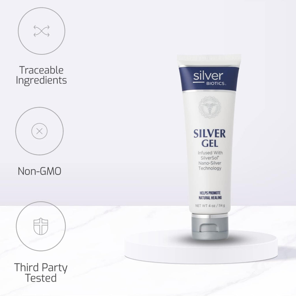 Silver Biotics Patented Multivalent SilverSol Technology | Ag₄O₄ 20 ppm Healing & Soothing Gel | Great for Healing Skin from Scars, Burns, Wounds, Blemishes & More | 4 Oz (Pack of 2)