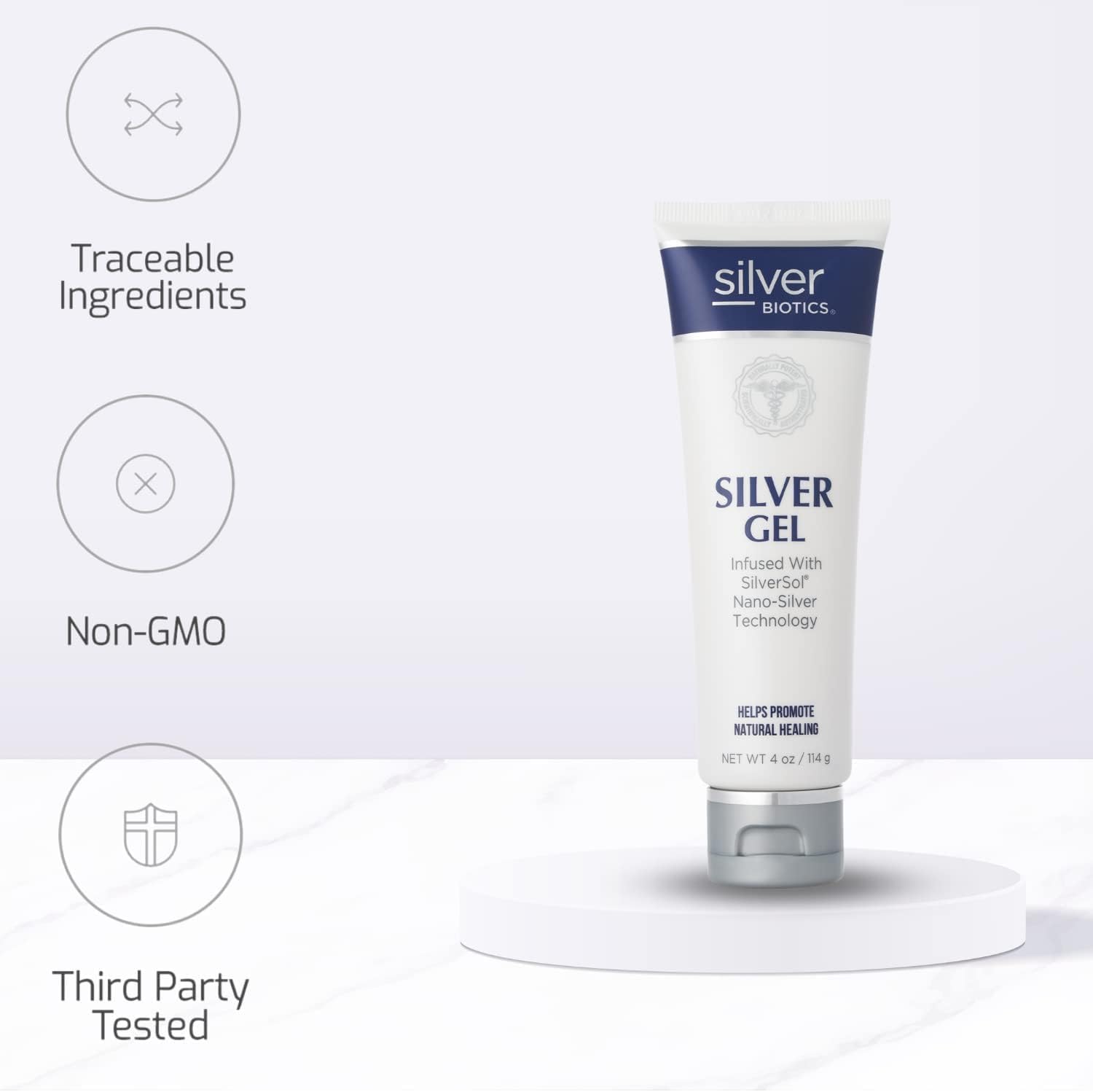 Silver Biotics Patented Multivalent SilverSol Technology | Ag₄O₄ 20 ppm Healing & Soothing Gel | Great for Healing Skin from Scars, Burns, Wounds, Blemishes & More | 4 Oz (Pack of 2)