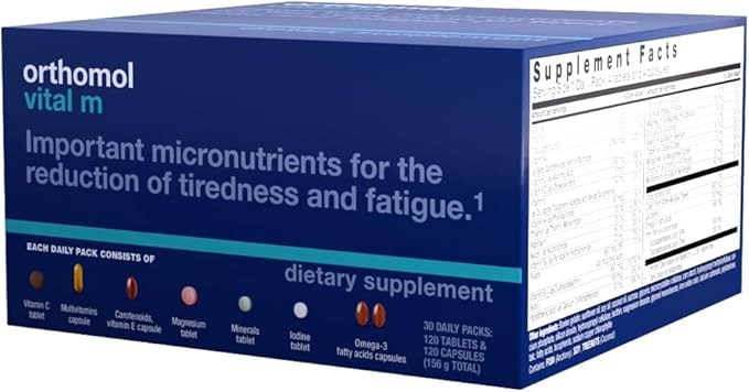 Orthomol Vital M Tablet Packets, Men's Multivitamin, 30-Day Supply, Vitamins A, B, C, D, E, K, Iodine, Omega-3…