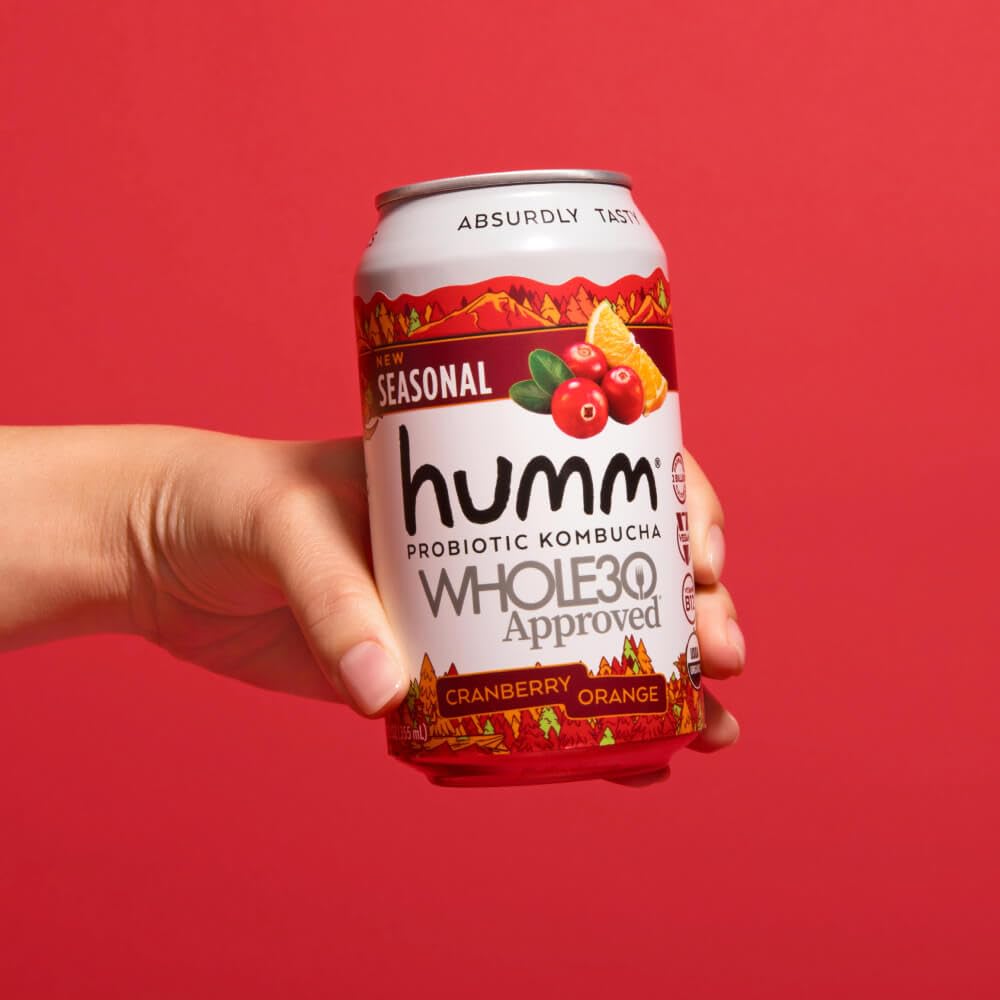 Humm Whole30 Approved Kombucha, Cranberry Orange, Organic, Vegan & GMO Free (12 Pack)