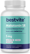 BESTVITE Melatonin SR 5mg (120 Vegetarian Capsules) - Extended Release Melatonin - Vegan - Non GMO - Gluten Free