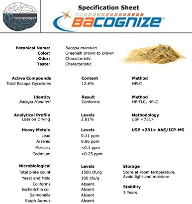 BaCognize Bacopa Monnieri Capsules | 300mg | 240 Count | Ayurvedic Herb | Nootropic Brain Booster | Supports Stress Management | Improves Memory, Cognition + Mood