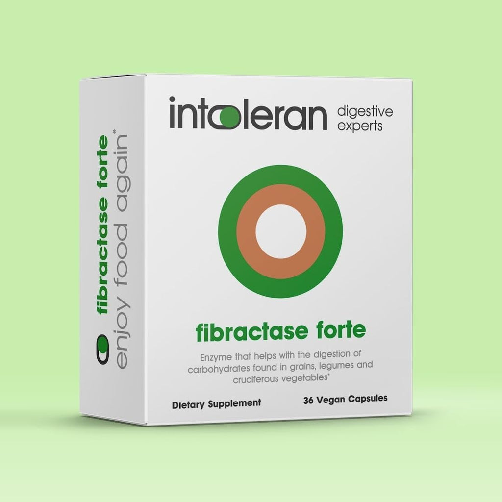 Fibractase Forte Digestive Enzymes - 36 Capsules | Supplement for Fructans & Galactans Intolerance | Helps Digest Carbohydrates; Grains, Legumes, Onion, Garlic & wheats | Pure and Vegan