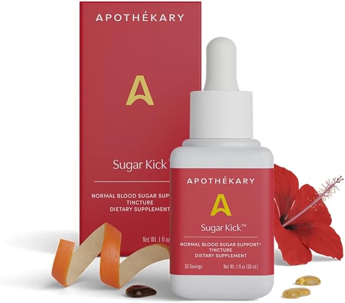 Apothékary Sugar Kick Herbal Supplement Liquid Drops, Curbs Cravings and Helps Support Normal Blood Sugar, Made in USA, 1 Fl Oz, 30 Servings